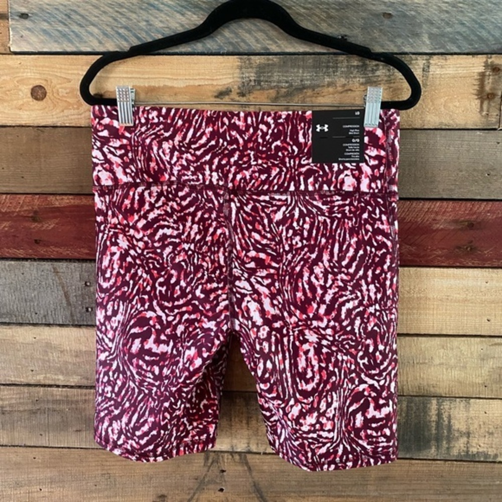 Under Armour Maroon Compression High Rise Bike‎ Shorts Size Large